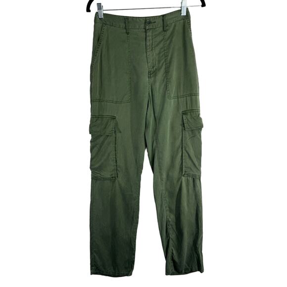 Urban Outfitters Pants Womens Cargo Green Wide Leg Pockets Y2K size 4 - Picture 1 of 4